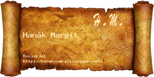 Hanák Margit névjegykártya